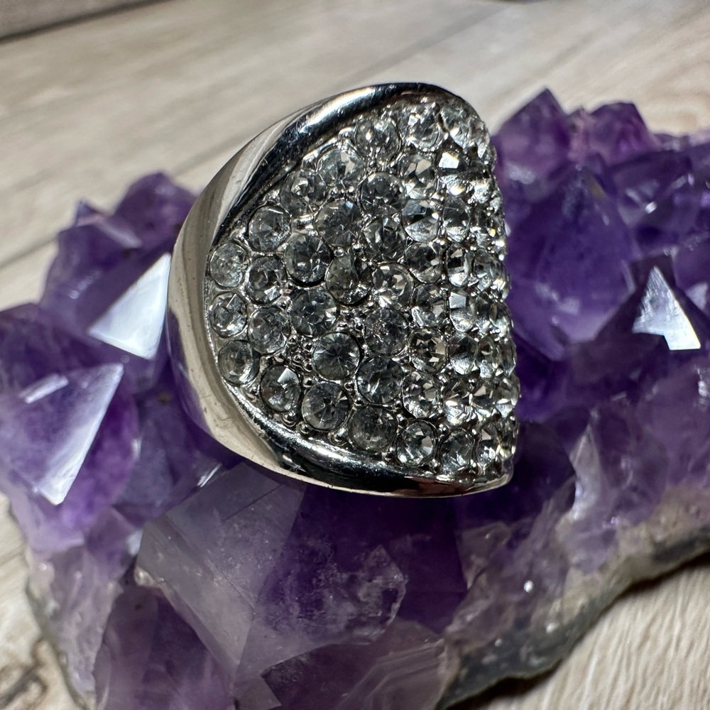 Silver Colored Rhinestone Ring‎ - Picture 3 of 7